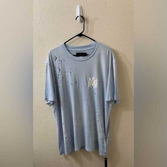 NWT Mens Authentic AMIRI Washed Distressed 
 Shotgun cotton T-shirt size XL - Picture 5 of 9